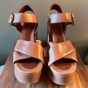 SeeByChloe Brown Platform Sandals
